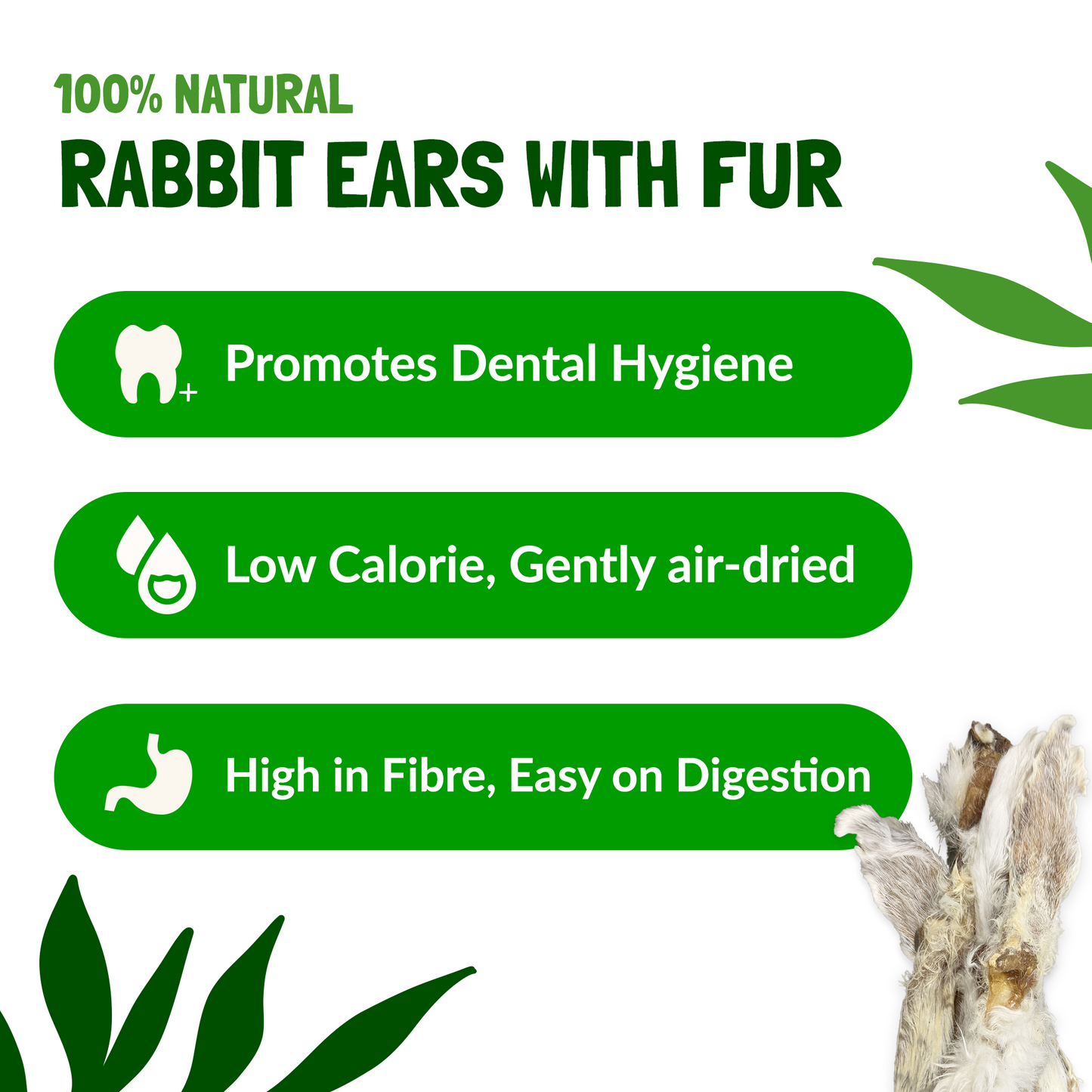 Rabbit Ears With Fur For Dogs - 500g (30-35 Ears)