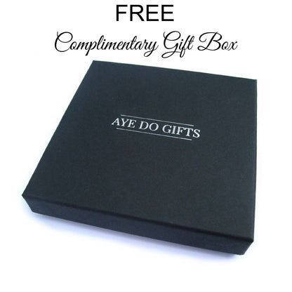 The black gift box that the little dog charm necklace arrives in, ready to give
