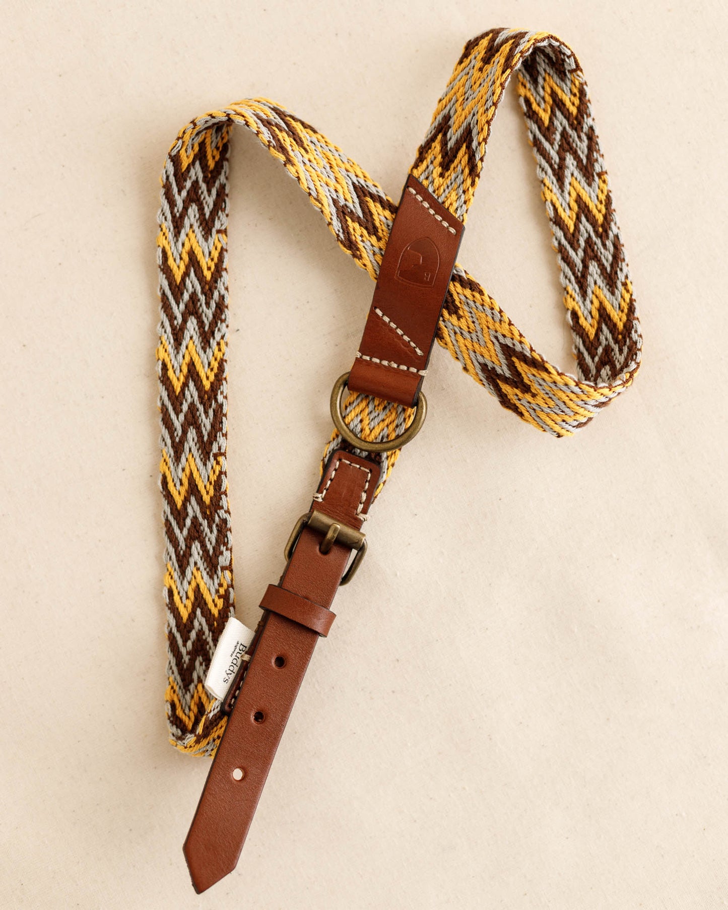 Buddy's Peruvian-inspired handmade woven dog harness with leather detailing | Duke & Milo
