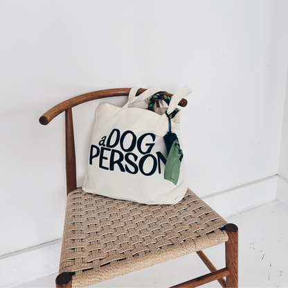 Cotton tote bag showing the a Dog Person print