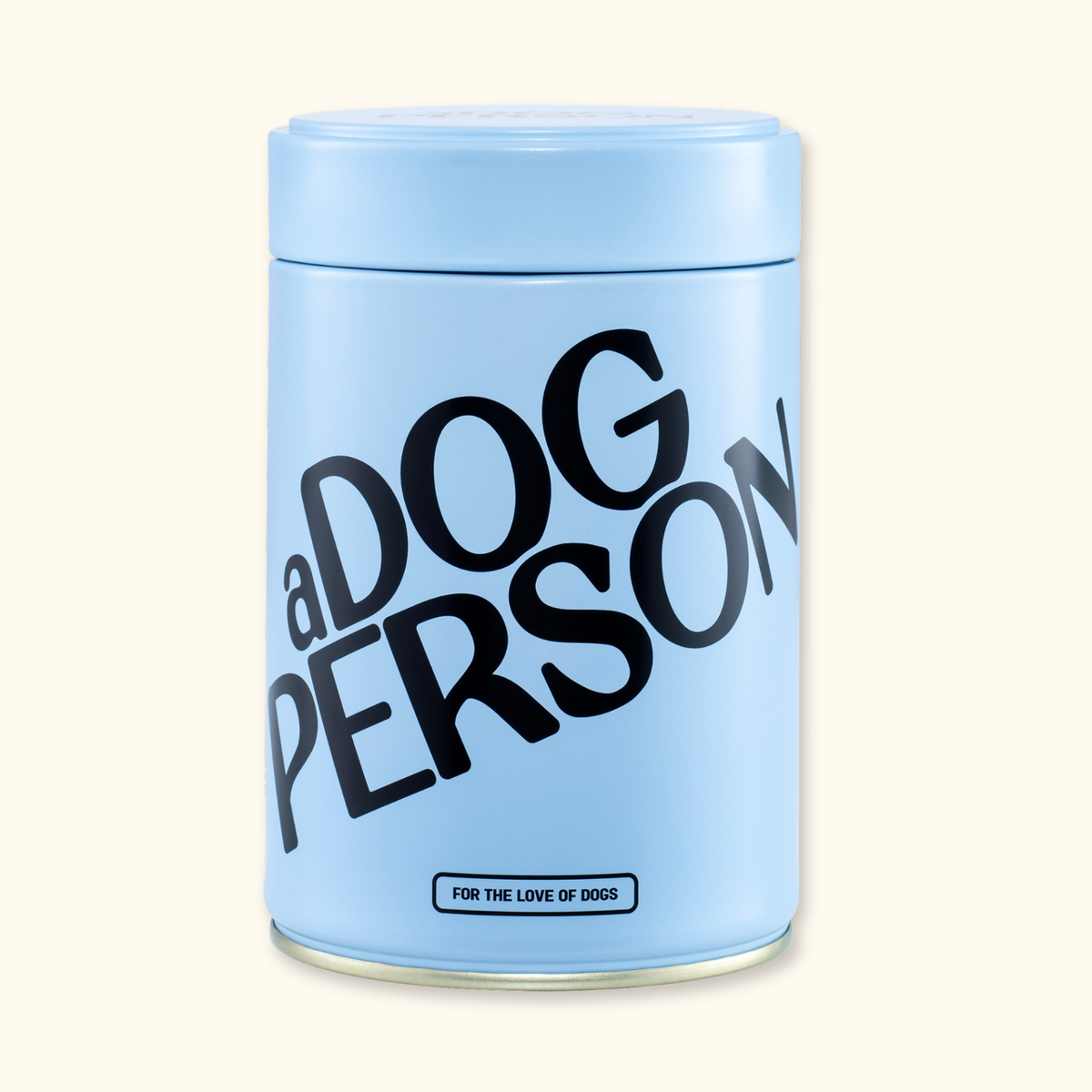 a Dog Person No1 sky-blue airtight storage tin for dog treats