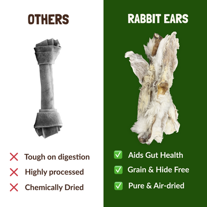 Rabbit Ears With Fur For Dogs - 500g (30-35 Ears)
