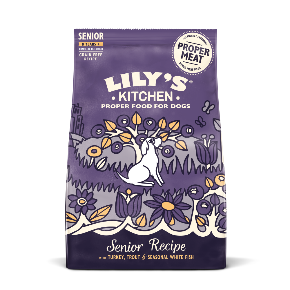 Lily's Kitchen Alimento seco de pavo y trucha para perros mayores 