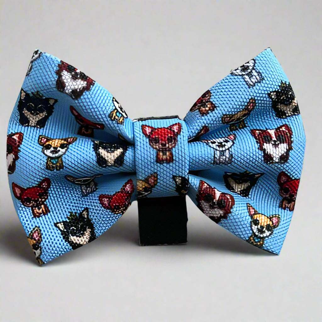 Bow Tie - Blue Chihuahua Print