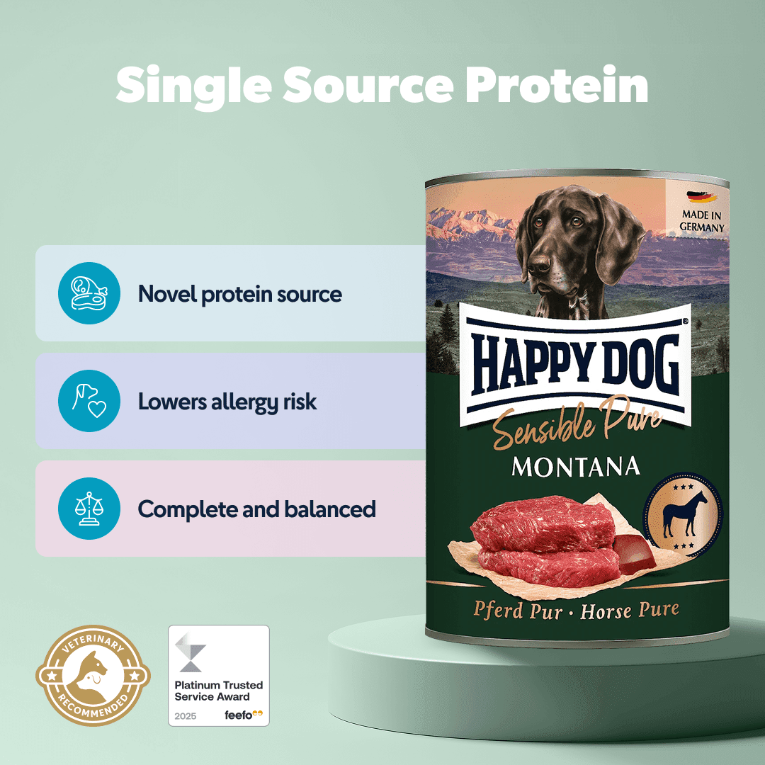 Horse meat wet dog food for multi-allergy dogs
