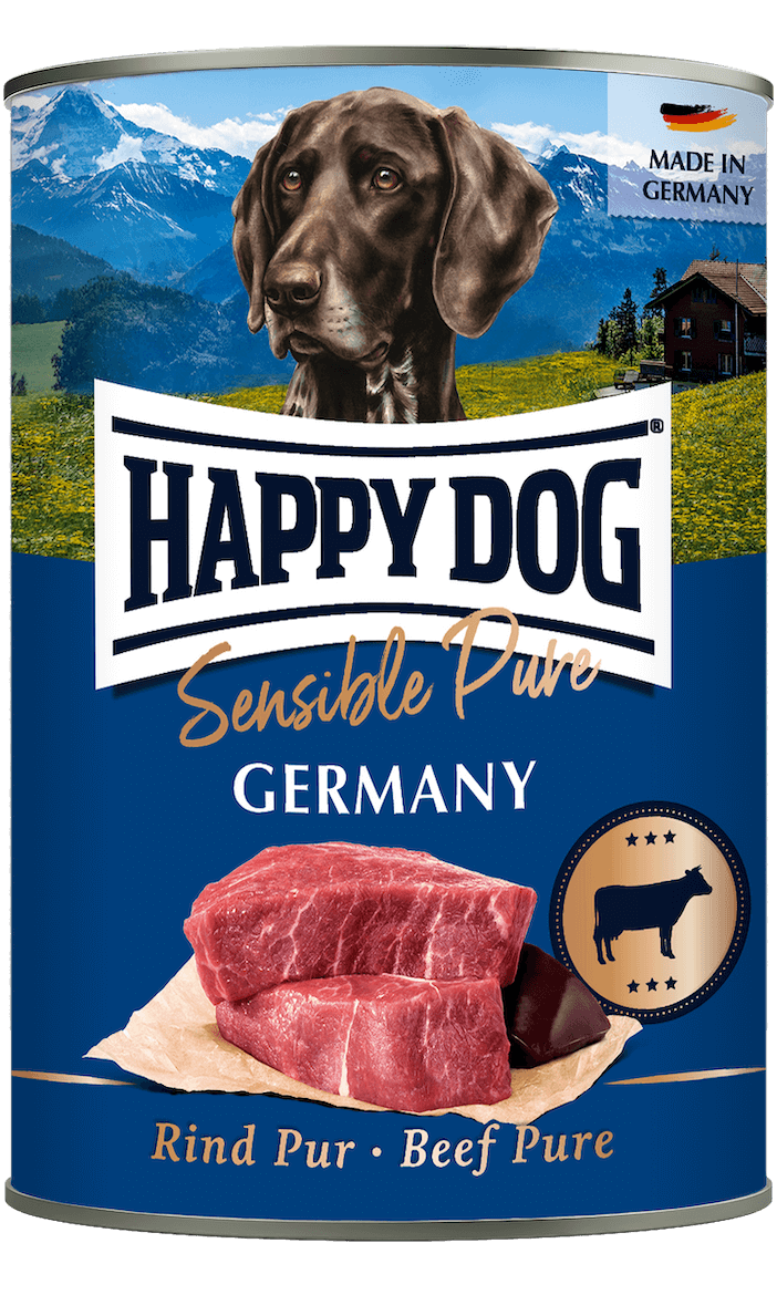 Happy Dog Sensitive Pure Beef wet dog food tin, 100% beef