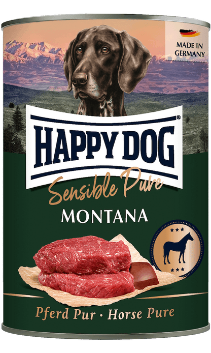 Happy Dog Pure Horse wet dog food tin, 100% horse single protein