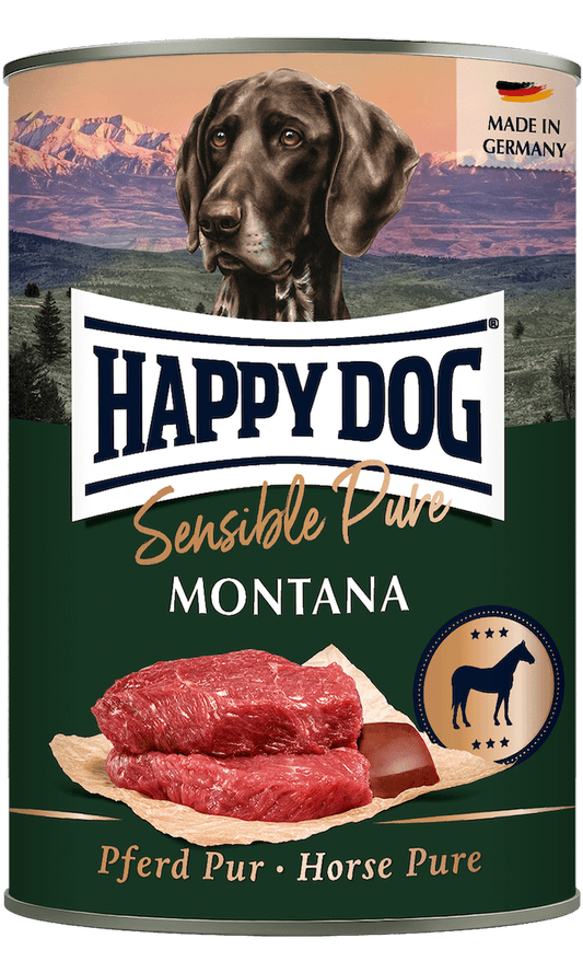 Happy Dog Pure Horse wet dog food tin, 100% horse single protein