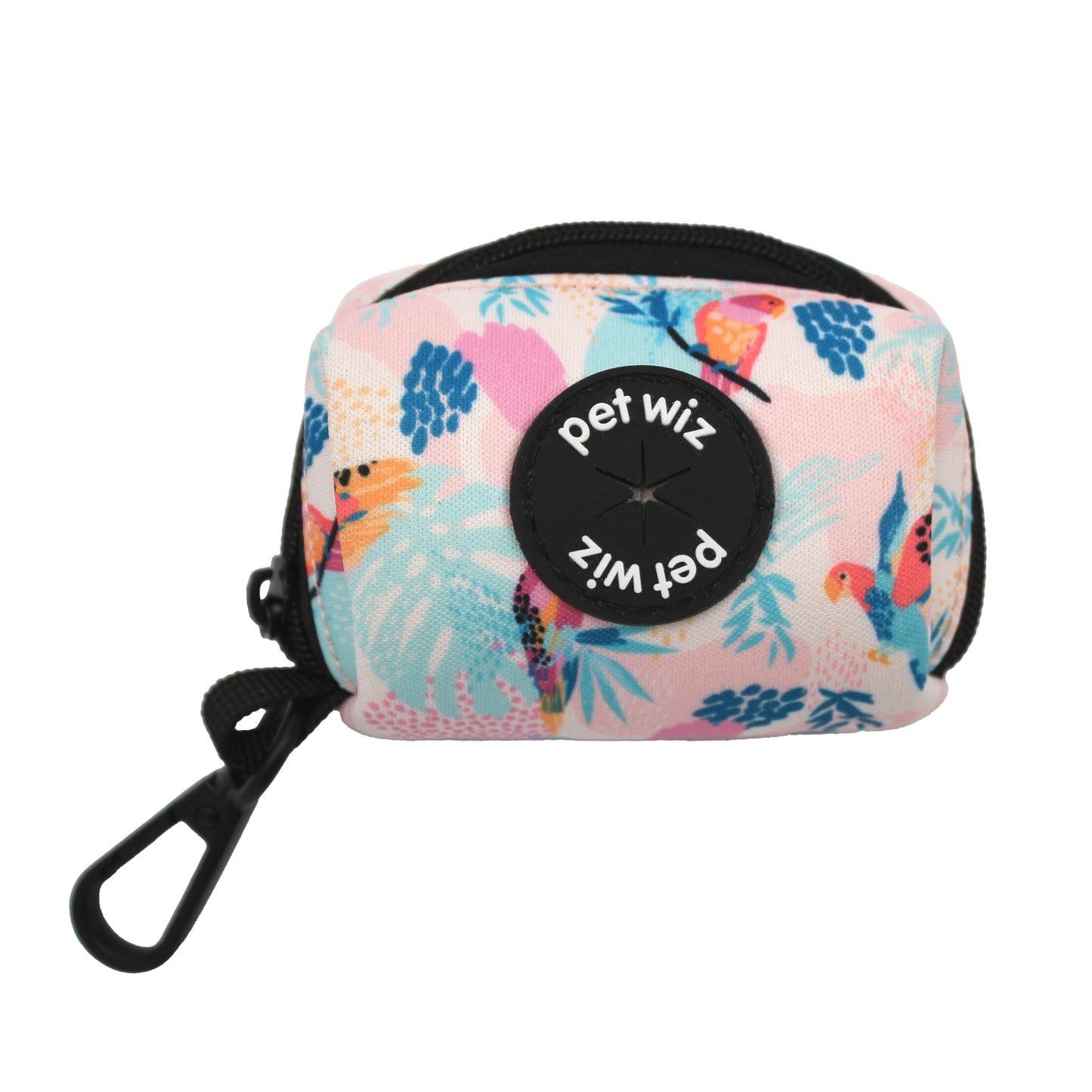 Patterned poo bag holder that attaches onto a dog lead