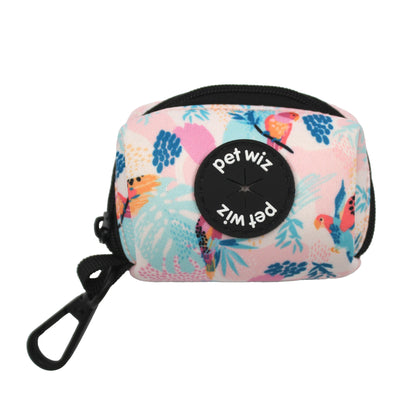 Patterned poo bag holder that attaches onto a dog lead