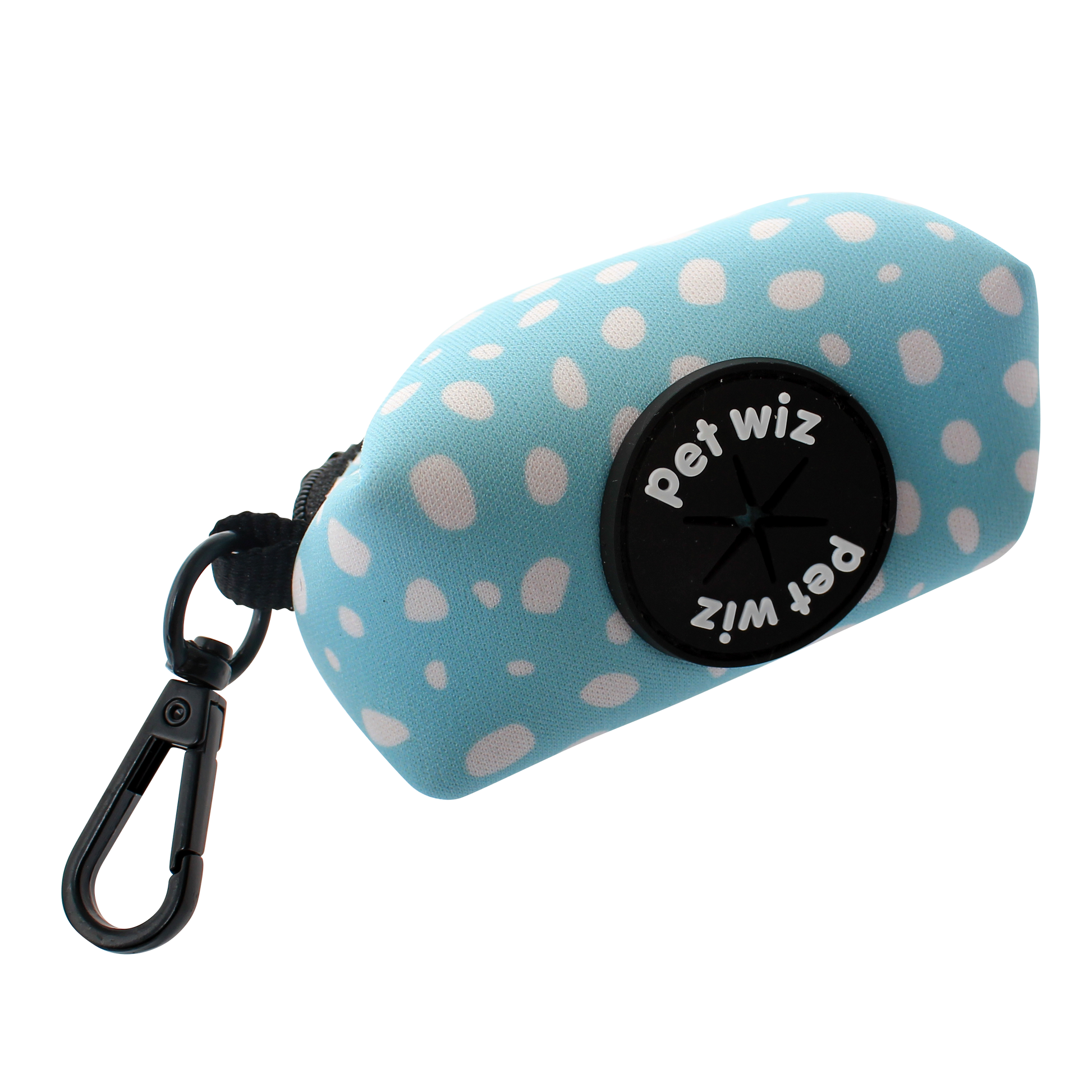 Compact poo bag holder that clips to the lead and stays put