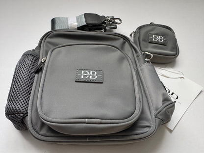 The PEBBLE grey dog walking bag with adjustable strap extending to 136cm