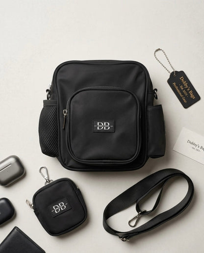 Dobbybags The OG crossbody dog walking bag in black, Duke & Milo