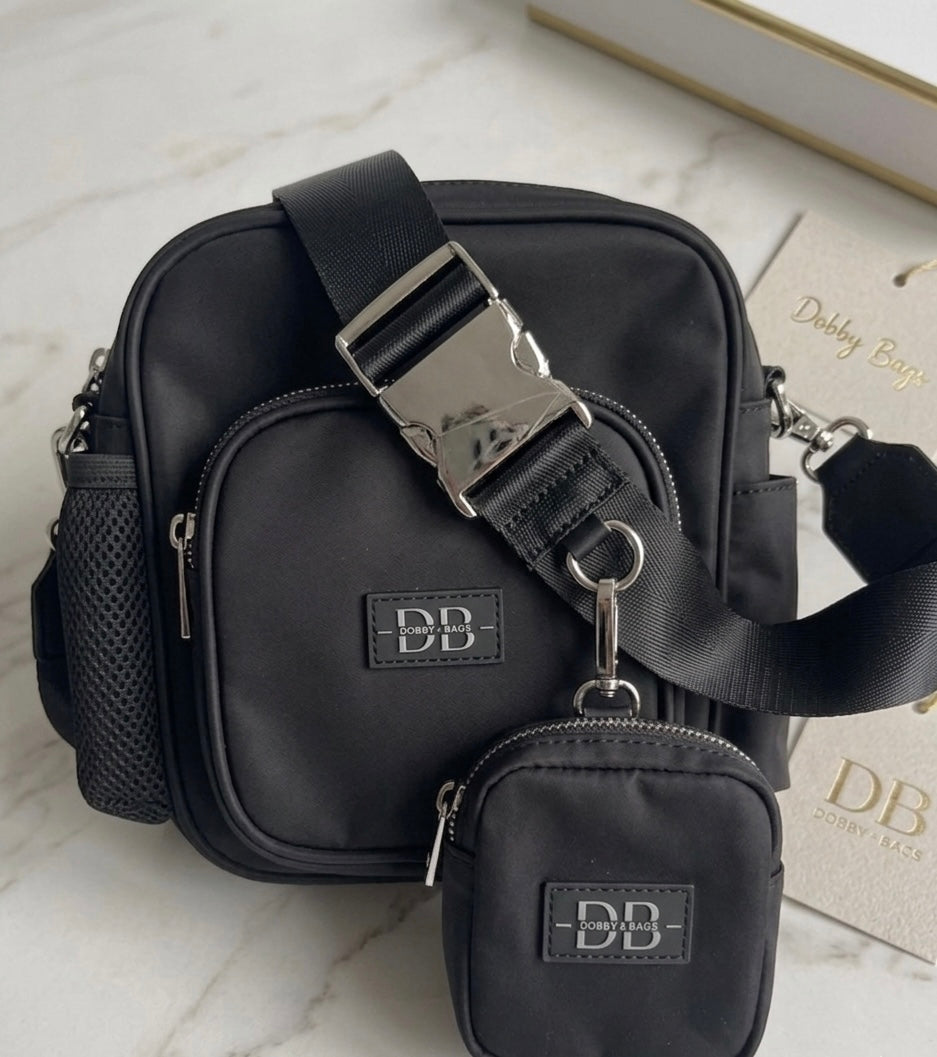 The OG black dog walking bag that converts from bum bag to shoulder bag