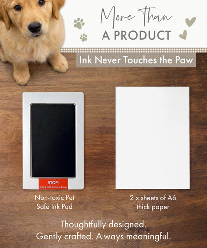 Paw print ink pad kit contents with card and instructions