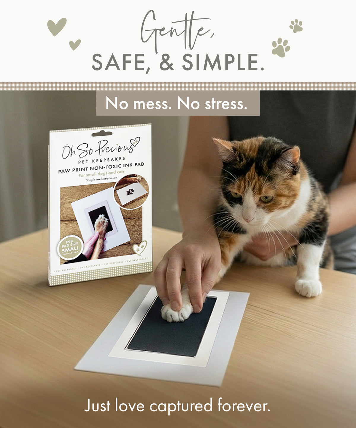 Small dog and cat paw print ink kit, 5.7cm by 9.5cm ink area