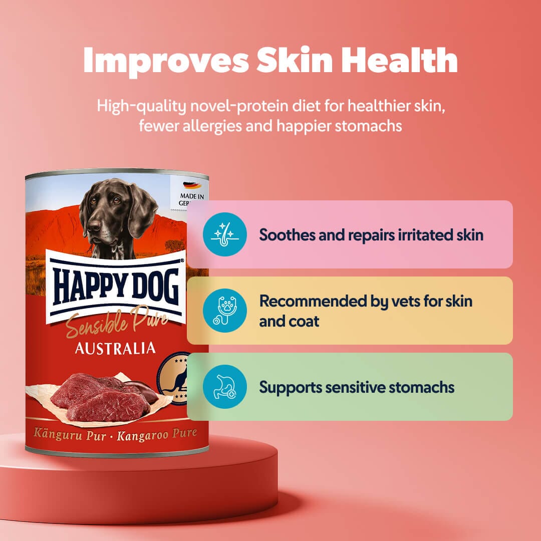 Pure Kangaroo wet dog food tin, front label