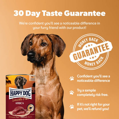 Happy Dog Pure Ostrich ingredients and analysis panel
