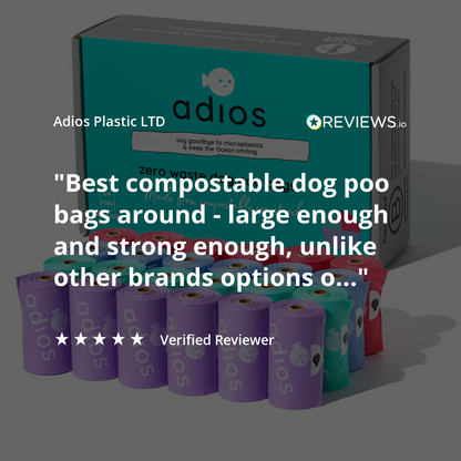 Adios Plastic - Rainbow Compostable Poo Bags, 120 Bags (8 Rolls)