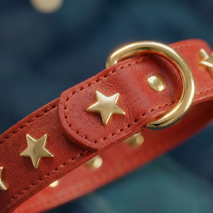 "Star" Handmade Italian Leather Dog Collar